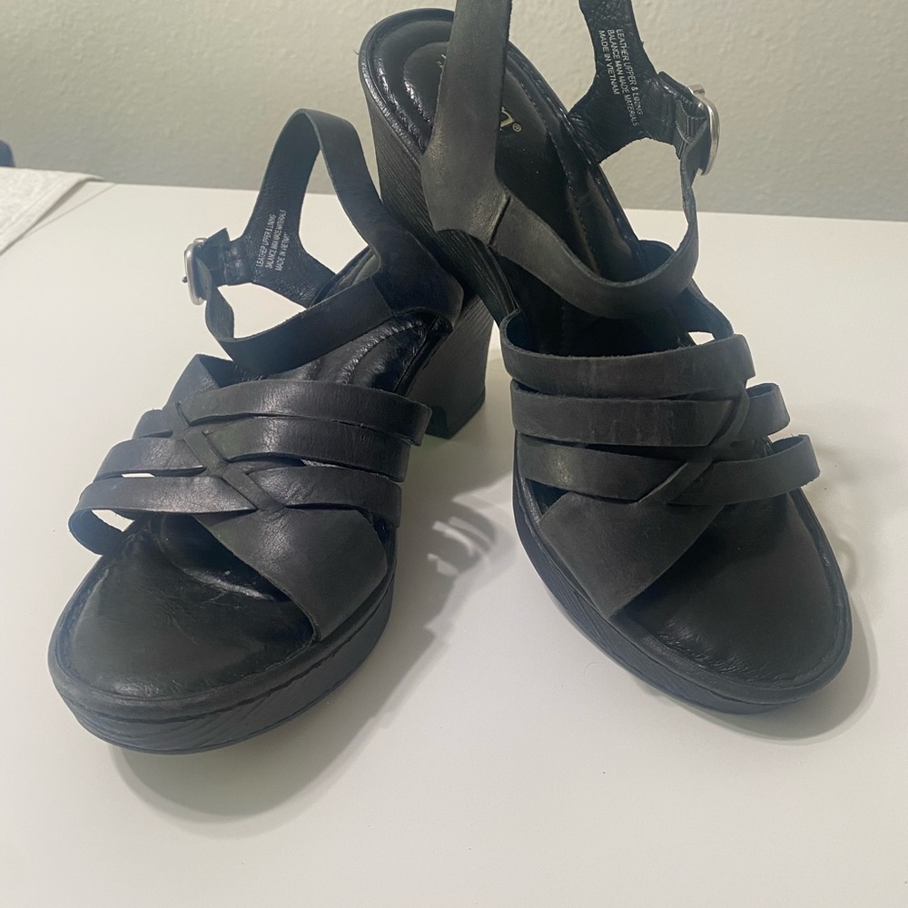 Born Black Leather Strappy Sandals
